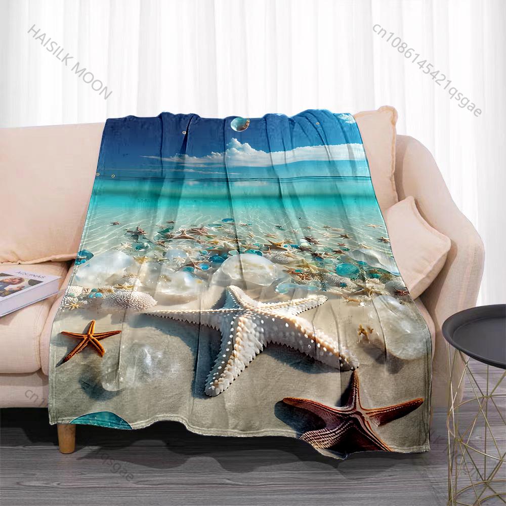1PC Starfish and clear bubbles Print Adult Children Warm Blankets Home Travel Car Soft and Comfortable Suitable for all seasons
