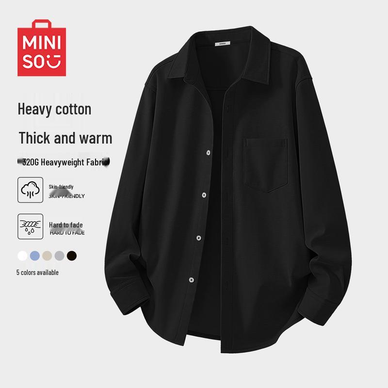 MINISO Men's Winter Warm Oxford Long Sleeve Shirt