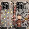 Curious George Monkey Cartoon Plating Phone Case For iPhone 17 16 15 14 13 12 11 Pro Max X XR XSMax 7 8 Mini Air Plus Anti-Fall
