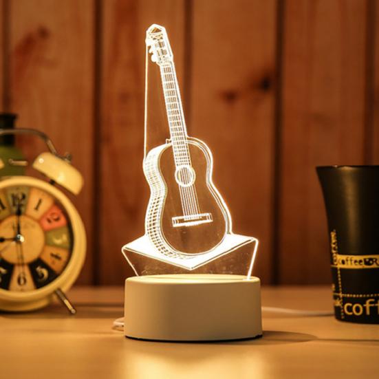 3D Hest/Båt/Tårn Akrylfargeskiftende 3-natt LED-lys Skrivebord Nattbordslampe