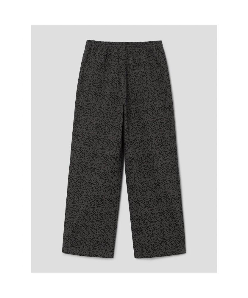 Saendeusaundeu (Unisex) Leopard Wide Oval Elastic Waist Pants Ash