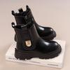 Girls' Martin Boots Autumn and Winter New Children's Boots British Style Big Children's Short Boots Girls' Stylish Leather Boots