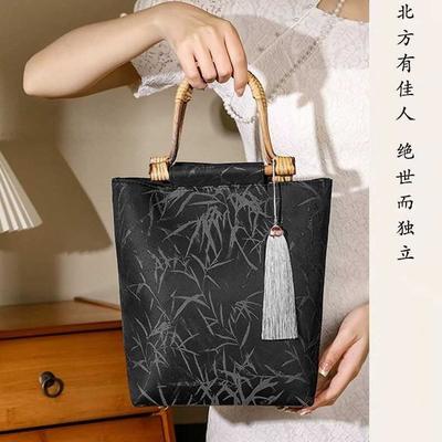 Retro National Style Bamboo Handbag Clutch Bag 2025 New Fashion Surface Matching Large Capacity Versatile New Chinese Style Bag
