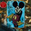 [2D Flat] Mickey Mouse 2D Flat Tin Sign - 20.32x30.48 Cm, Iron Desk Decor with Playful Pose & Vibrant Blue Background, Perfect F