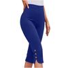 Kadın Düz Renk Slim Fit Sportif Yedi Çeyrek Pantolon