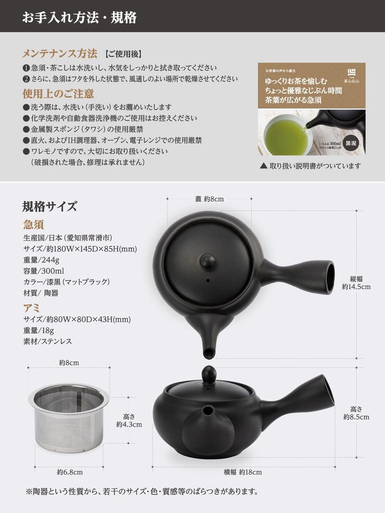 Japanese Teapot Steel Strainer for Clogging and Spreading Tea 300 Ml Cc Includes Instructions and Video On How To Brew Delicious Tea Tokoname-yaki