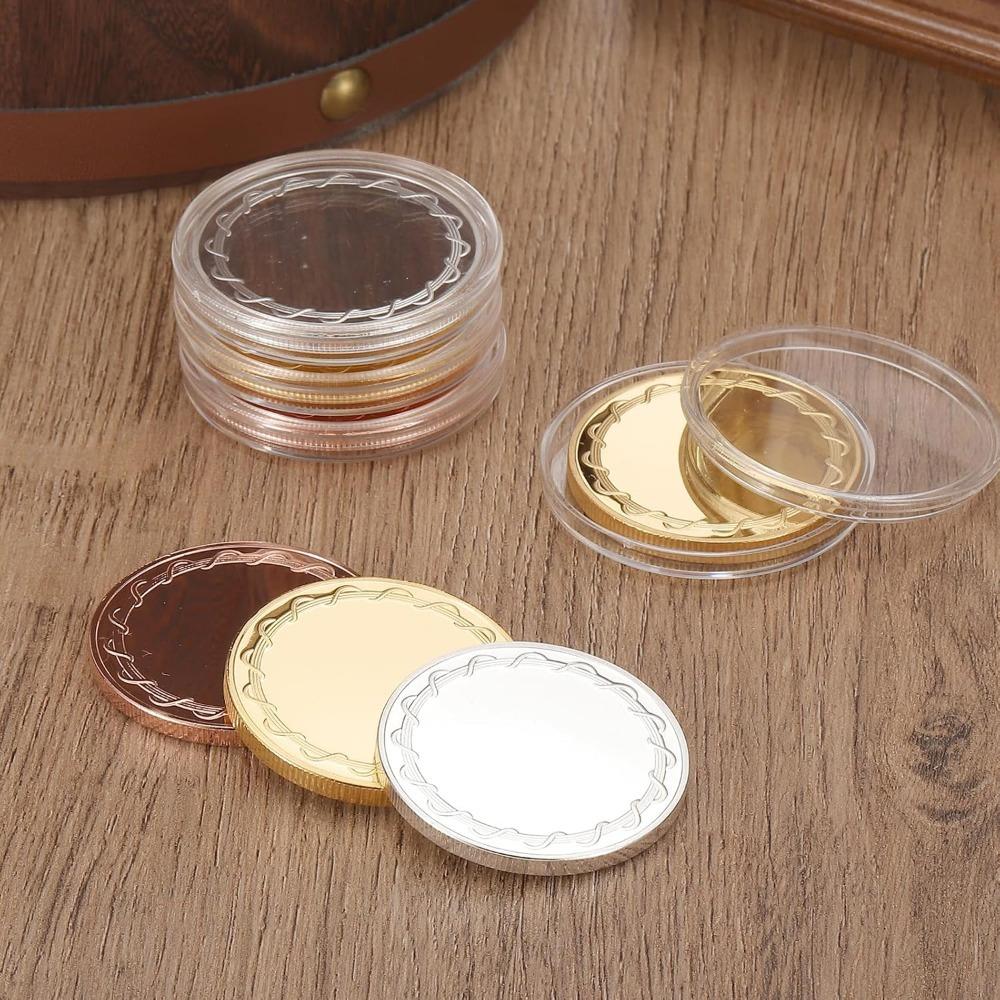 10pcs Blank Coins for Engraving, 1.6 Inch Coin Blanks Laser Engraving for Laser Engraving Stamping with Protection Boxes for DIY Crafts