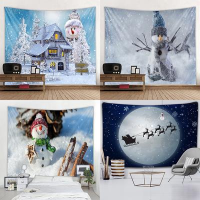 Tapestry Christmas Tree and Fireplace Room Living Room Wall Decor Backdrop Fabric Wall Hanging Backdrop Home Decor Tapestry