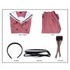 Conjunto de uniforme cosplay fresco de flor de cuello marinero rosa ahumado, falda plisada de manga abullonada, disfraz escolar para chicas de anime, disfraz de cosplay para fiesta de Halloween