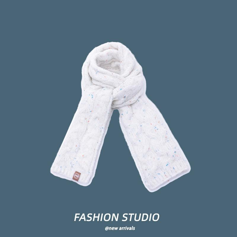 Solid color new knitted fashion versatile scarf autumn and winter wool warm and cold neck protection personalized scarf advanced texture