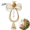 Decorative Holiday Home Accents Angel Christmas Tree Topper, Gold Glitter Metal Wire Crown Spring Base Topper Ornament for Decor And Seasonal