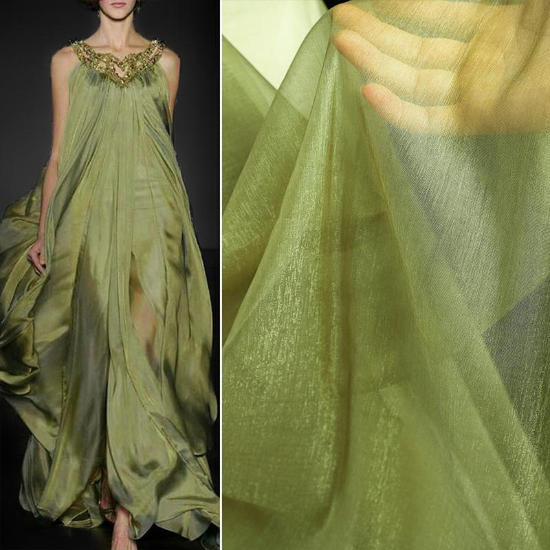 100*145cm Sheer Sparkling Chiffon Fabric Semi-transparent Soft Mesh Tulle Wedding Dress Background Diy Decor Designer Fabric