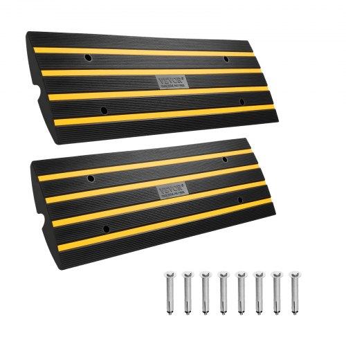 VEVOR Curb Ramp, 2 Pack, 2.6" Rise, Rubber Driveway Ramps, Heavy Duty 33069 Lbs Weight Capacity Threshold Ramp