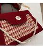 Women's Winter 2025 Red Wedding Crossbody Tote Handbag: Small Capacity Bag for Brides