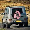 2D Flat 1pc Black And Pink Color Block Rabbit Car Tire Cover 35.56/38.1/40.64/43.18 Cm, Spare Tire Cover, Essential For Camping