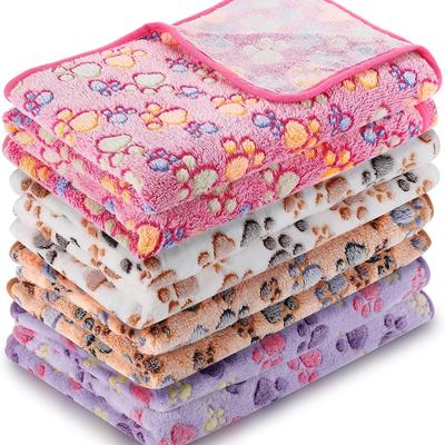 Cozy And Cute Pet Blanket - Warm Coral Fleece Blanket with Adorable Paw Prints for Winter