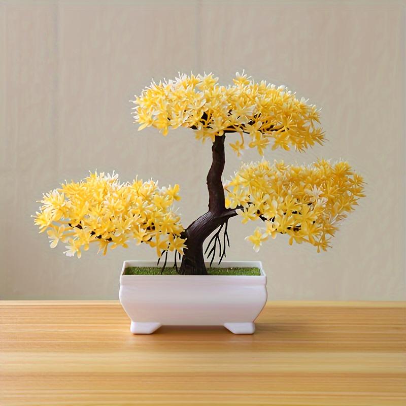 Miniature Artificial Pine Bonsai - Lifelike White Potted Plant for Home and Office Decor, Perfect for Table, Shelf, or Window Display