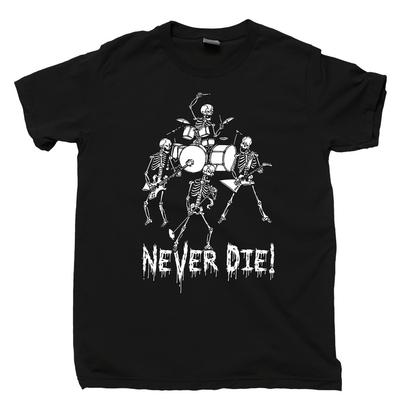 Skelett Heavy Metal Band T-Shirt Schädel Rock N Roll Forever Stirb Nie T-Shirt