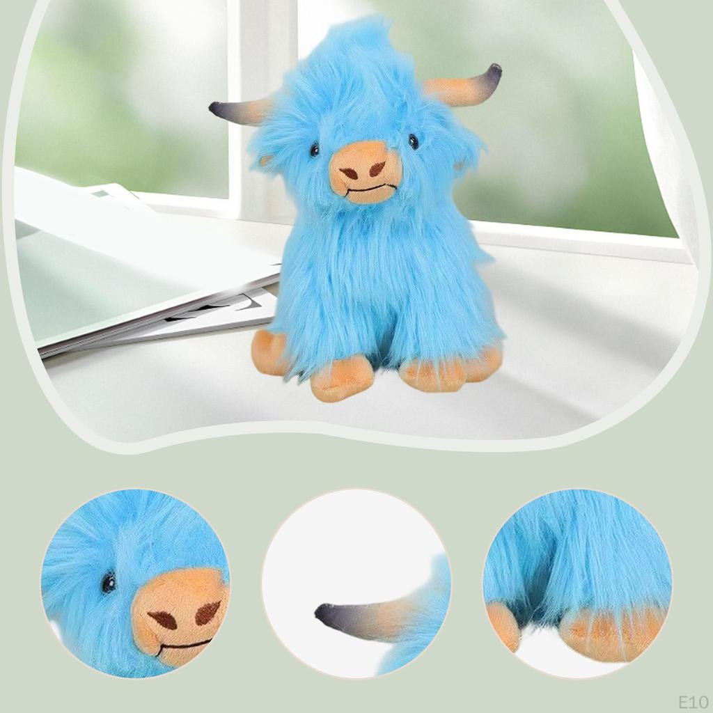 Plush Highland Cow Doll Snuggling Hugging Sofa Ornament Birthday Gifts Teens brown