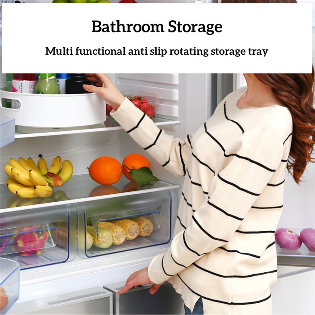 Kitchen Turntable Round Rotating Spice Condiments Organizer Cosmetics Storage Box Table Fruit Tray Rack 25cm