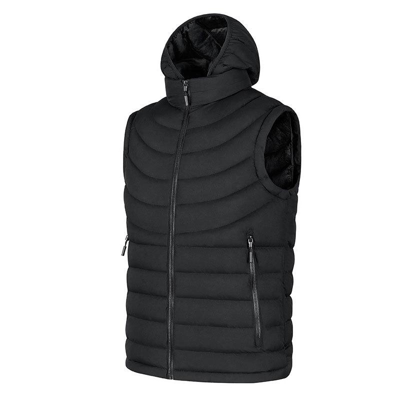 

New cotton vest autumn and winter mask hooded velvet vest light cotton jacket L чорний