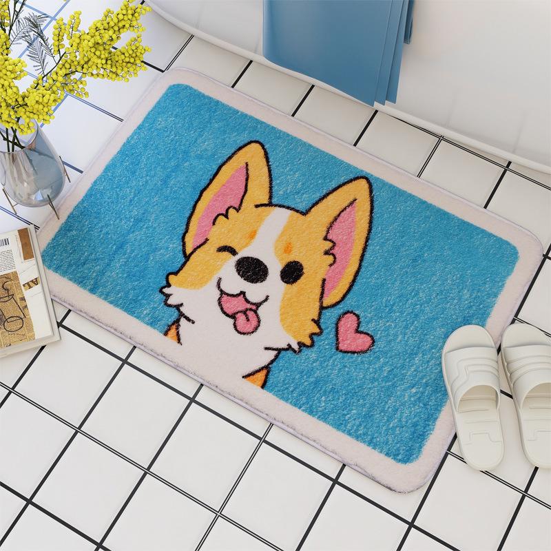 Badezimmer Anti-Rutsch Fleece Bodenmatte - Niedliche Haushalts Handtuch-Textur Türmatte für Toilette und Eingang