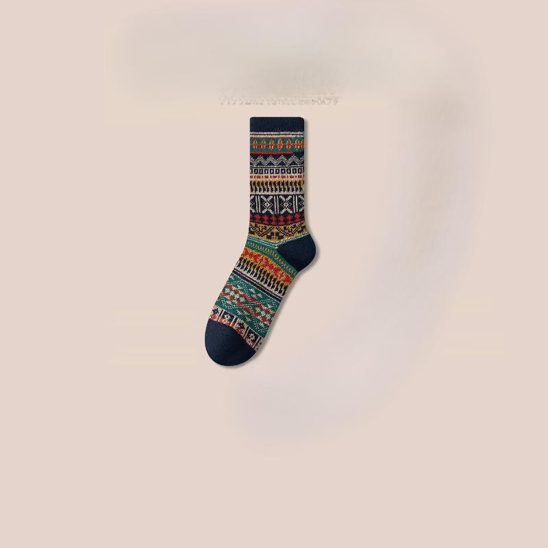 Women's Socks, Ethnic-style Retro Casual Cotton Socks, Fashionable Autumn and Winter Outfits, Mid-calf Socks, Long Socks