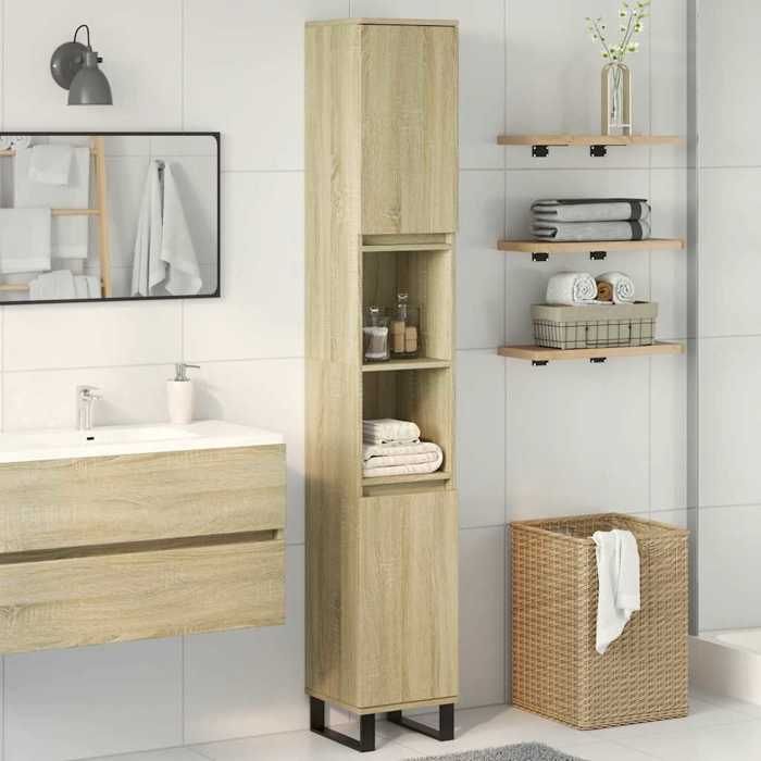 VidaXL Armoire salle de bain chêne sonoma 30x30x190 cm, armoire de rangement de salle de bain, armoire de bain, meuble de 849669