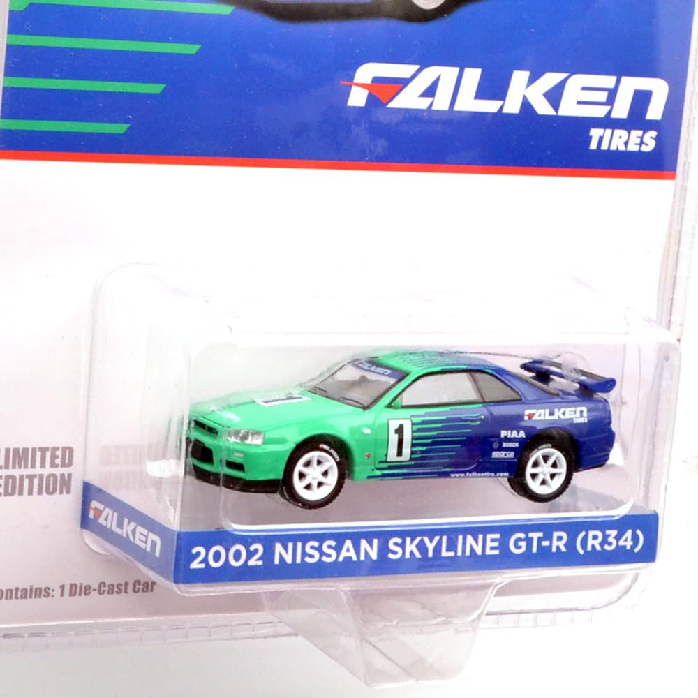 MiJo EXCLUSIVE GREENLIGHT 164 - 2002 Nissan Skyline GT-R (R34) - Falken Tire
