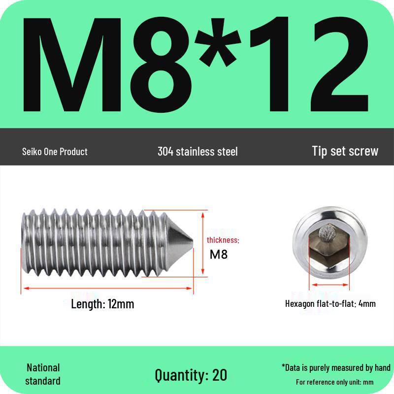 304 Stainless Steel Internal Hex Set Screw | Headless Grub Screw M2-M16