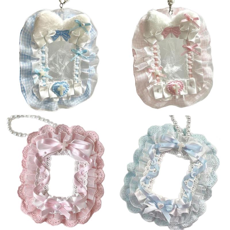 Kawaii Kpop Photocard Holder With Bow Lace Photo Card Protector Idol Photo Display Case Sweet Lolita Style Photocard Case Gifts