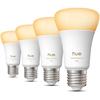 Pack de 4 ampoules LED connectées A60 - PHILIPS HUE - Lumiere blanche chaude - Culot E27 - 6W - 1000-2000k - 810 lumens