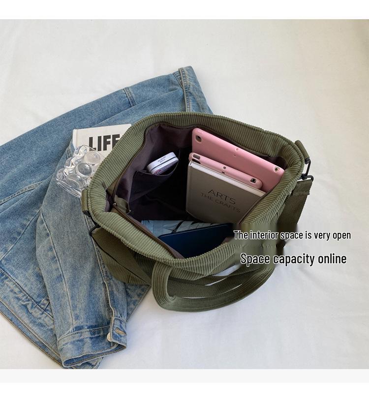 Stilvolle Cord-Tragetasche mit großem Fassungsvermögen für Damen - Perfekt für Arbeit, Schule und den täglichen Gebrauch