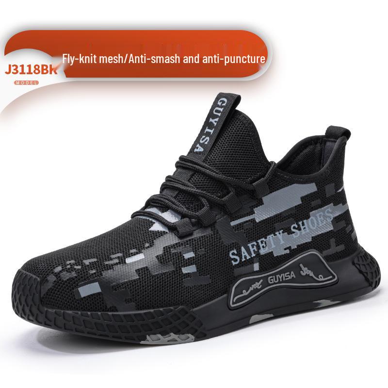 Men's Steel Toe Safety Shoes: Anti-Smash, Anti-Puncture, Fly-Knit, Soft Sole, Comfortable, High-Top Work Boots