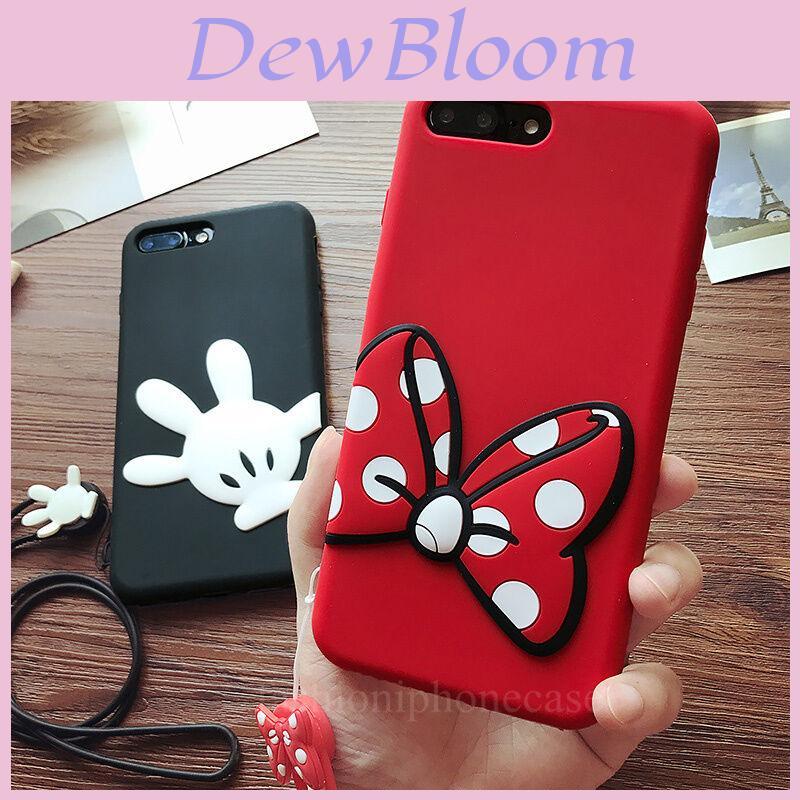 Coque 3d Etuis Housse Cartoon Bow Minnie Mickey Anime Mobile Caoutchouc Silicone