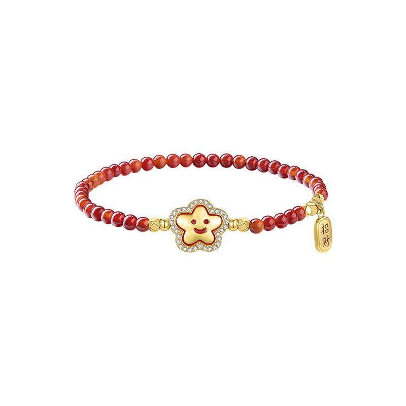 Natural stone crystal geometric beaded bracelet retro high-end bracelet women's niche light luxury versatile jewelry