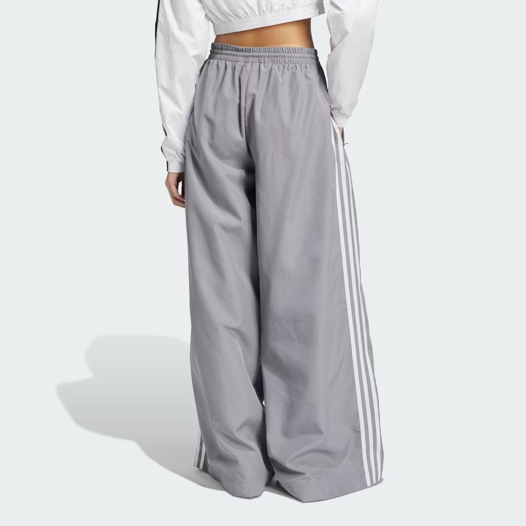 Adidas Originals Striped Logo Drawstring Loose Wide-Leg Knit Sports Pants Women bottoms Gray JD3389