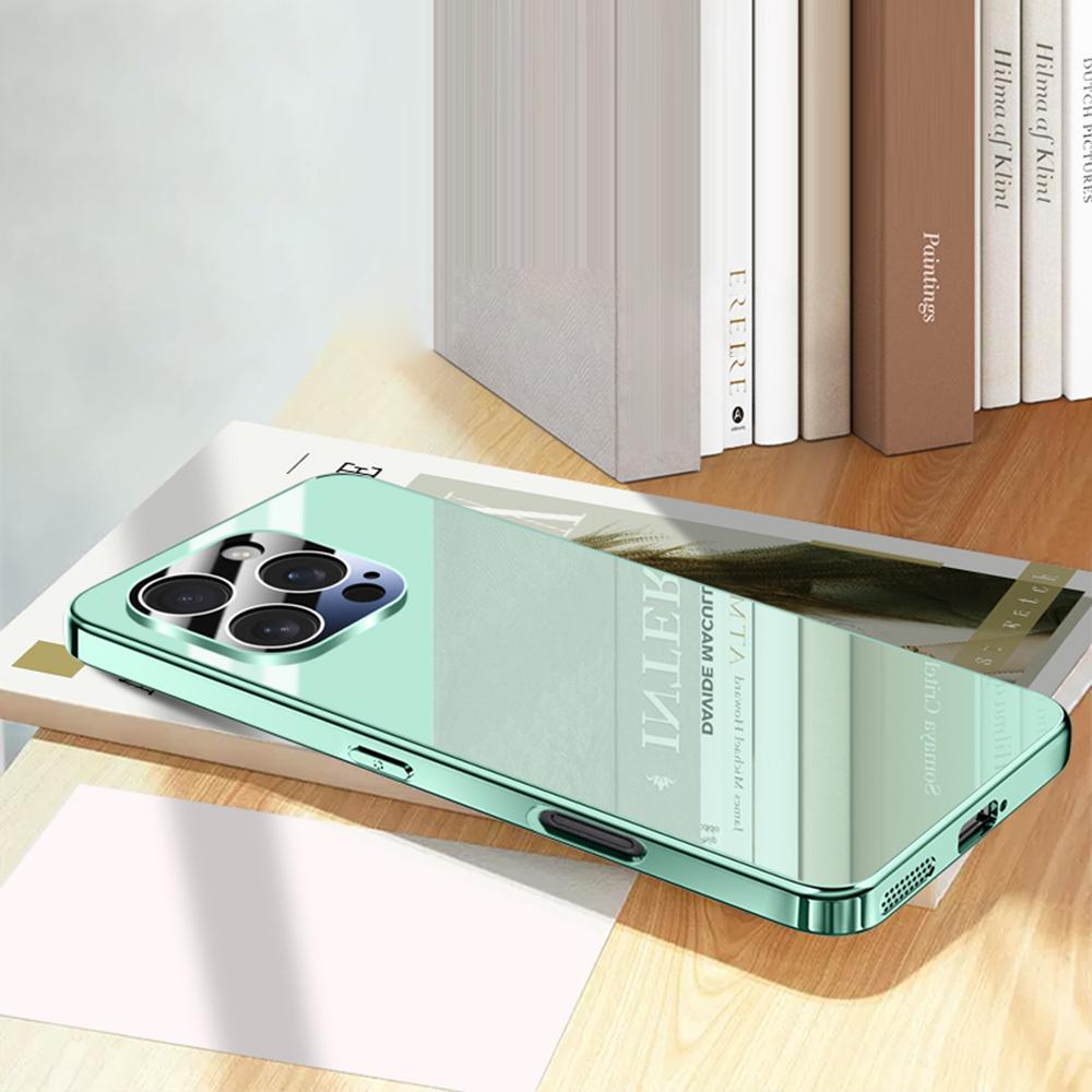 

Для iPhone 16 Pro Чехол Гальванический ПК Задняя крышка телефона с защитой объектива камеры Cyan