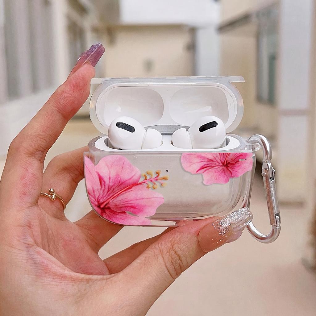 Transparent flower pattern headphone cover for AirPods Pro2/Pro3/Pro anti drop headphone cover for AirPods4/3/1/2shock-absorbing