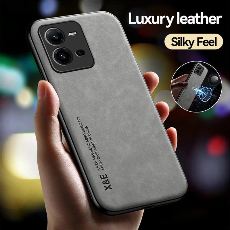 For Vivo V25E V25 Case Magnetic Car Texture Leather Shockproof Phone Case For Vivov25 Vivov25e V 25 E 25E 4G 5G 2022 Back Cover