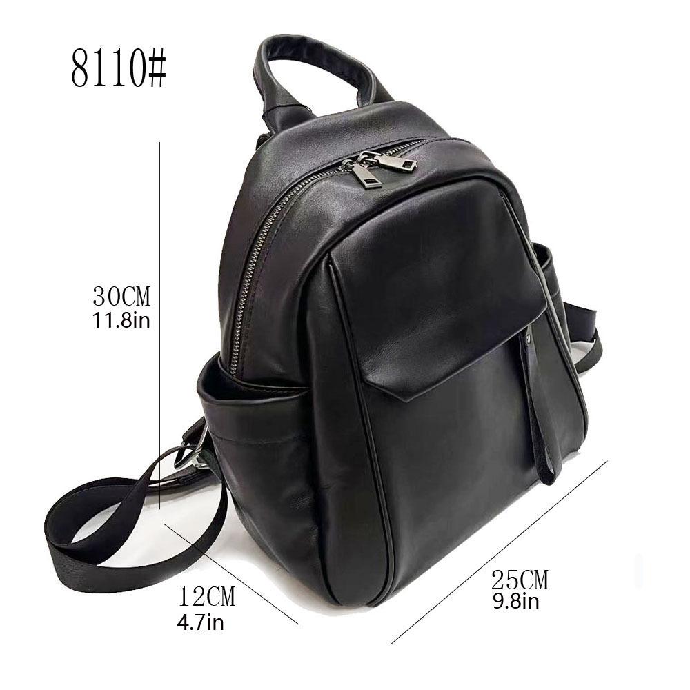 High-End Cowhide Backpack Full Leather Women'S Backpack Fashionable Versatile Soft Black Cowhide Women'S Bag