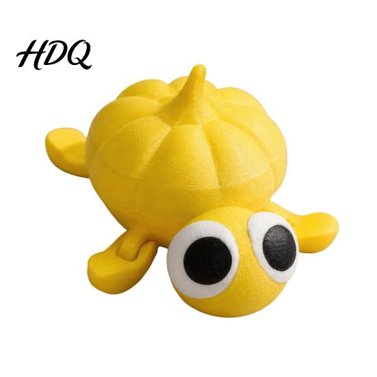 Creative 3D Printed Gift Posable Big-Eyed Yellow Pumpkin Turtle Figurine Flexible Joint