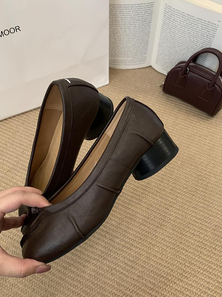 Fashion Tabi Ninja Shoes Woman Microfiber Leather Comfy Mid Heel Split Toe Soft Bottom Loafers Brief Ladies Trotter Moccasins 2025 New