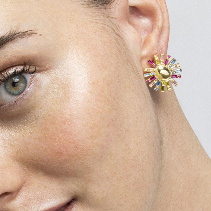 Boucles d'oreilles Luxenter en argent 925 et zircon multicolore finition or 18k - Otyx