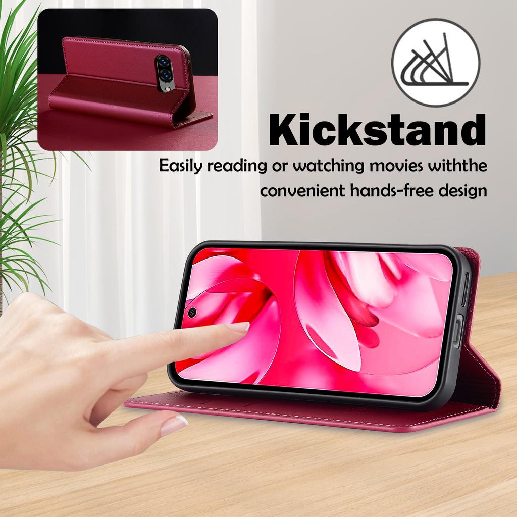 LC.IMEEKE L1 Series for Google Pixel 9a Case PU Leather Wallet Stand Protective Phone Cover