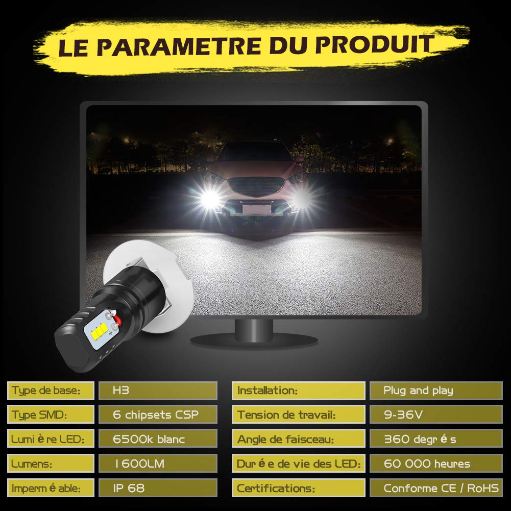 KATUR H4 9003 HB2 High Brightness Explosive 1600 Lumens Max 80W High Output CSP