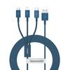 Baseus Superior Series 3-in-1 USB Cable, USB To Micro USB / USB-C / Lightning, 3.5A, 1.5M (Blue)