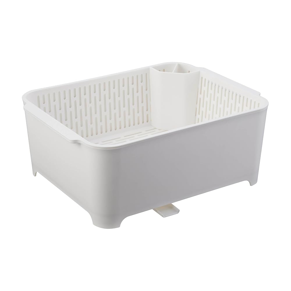 Yamazaki Jitsugyo Dish Drying Set, White, Approx. W37 x D28 x H145cm, Tower Series, Washing Basin,