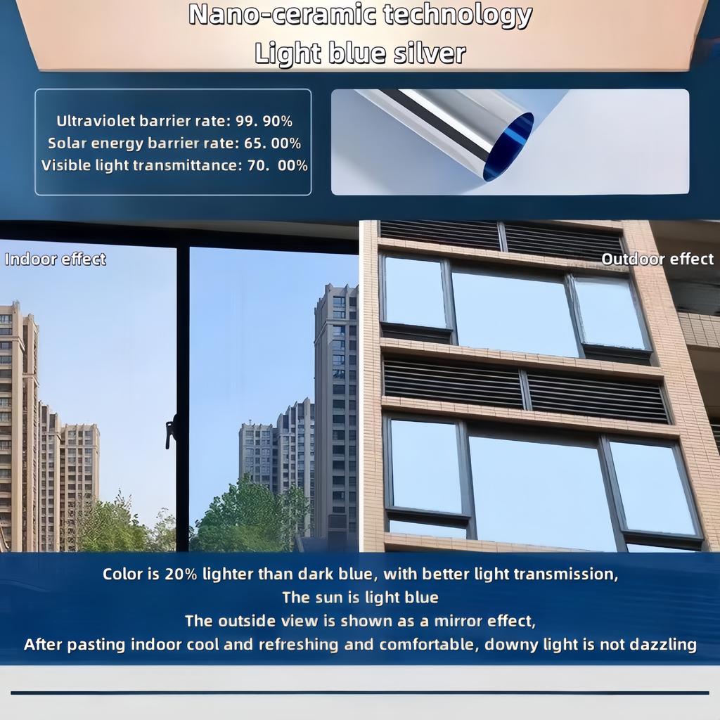 Einweg-Perspektivglas-Fensteraufkleber, isolierende Fensterfolie, Sichtschutzfolie für Fenster, Isolierung 99 % UV-Spiegelreflexion