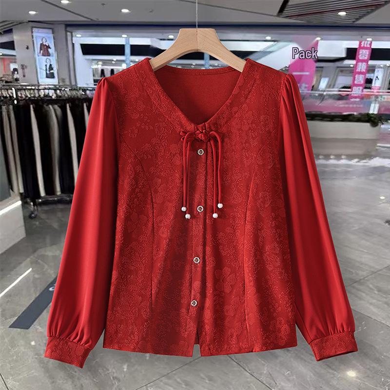 Retro Chinese V-Neck Tassel Top - Summer Seven-Sleeve Fashion 4XL